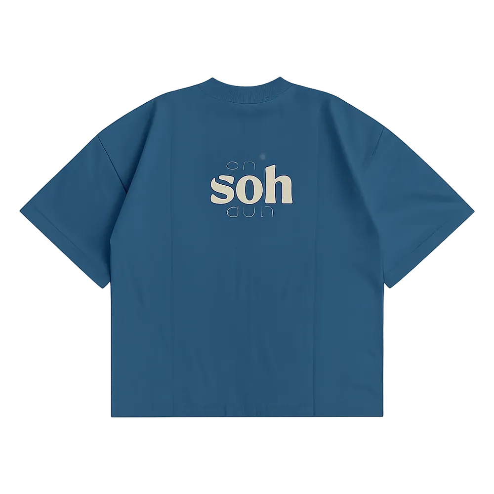 Back Embroidery + Screen Print Unisex T-Shirt | Blue
