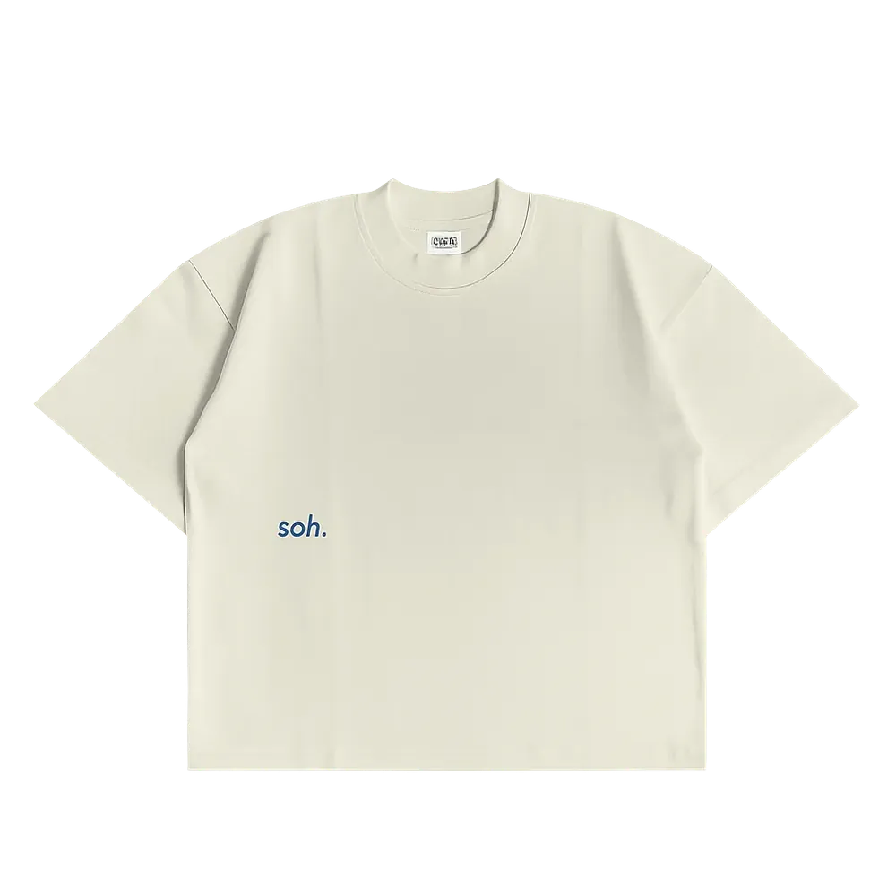Front Puff Print Box Unisex T-shirt | Beige