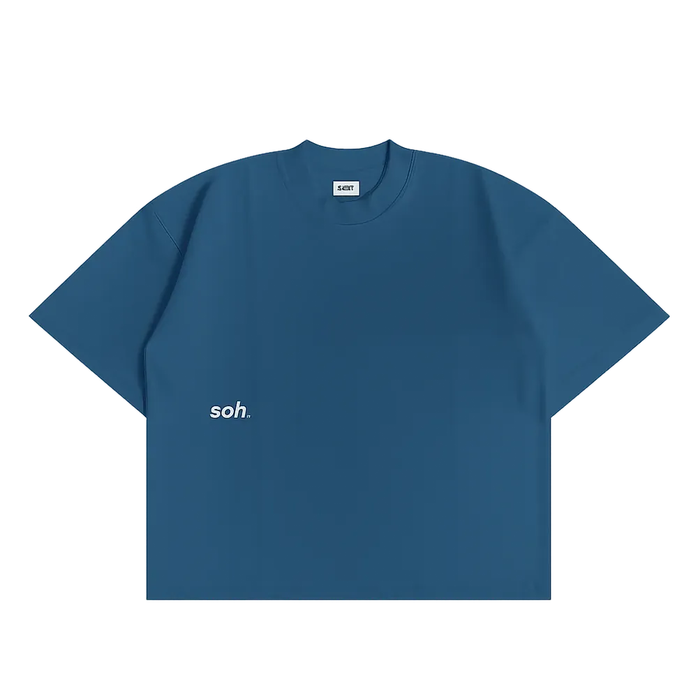 Front Puff Print Box Unisex T-shirt | Blue