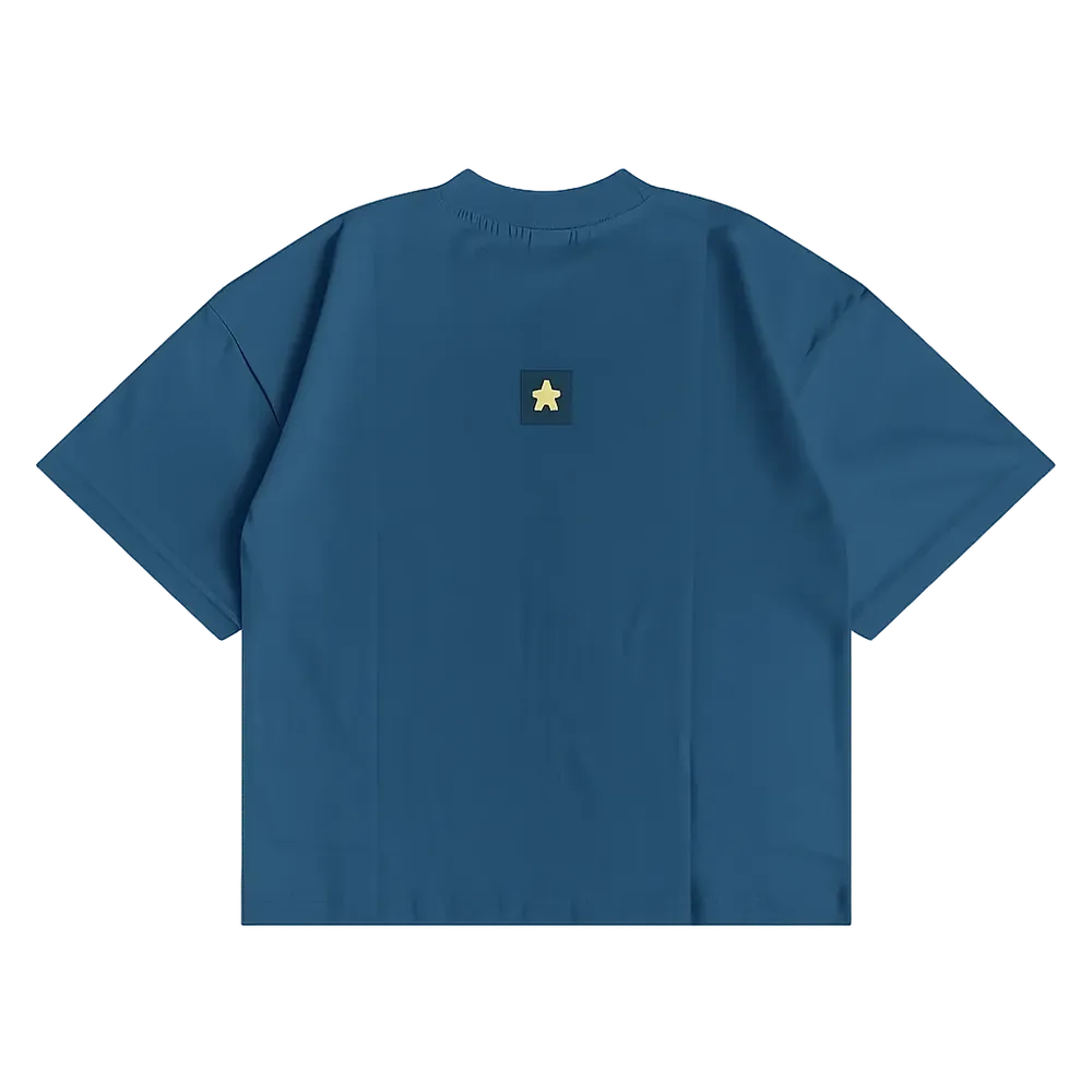 Back Embroidery Patch Box Unisex T-shirt | Blue