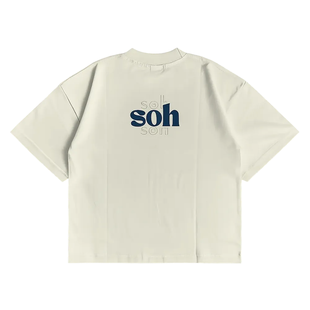 Back Embroidery + Screen Print Unisex T-Shirt | Beige