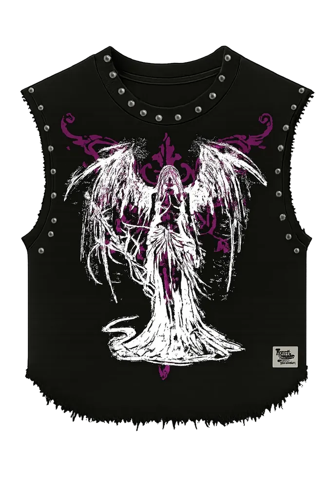 FALLEN ANGEL UNISEX BLACK VEST (BOXYFIT)