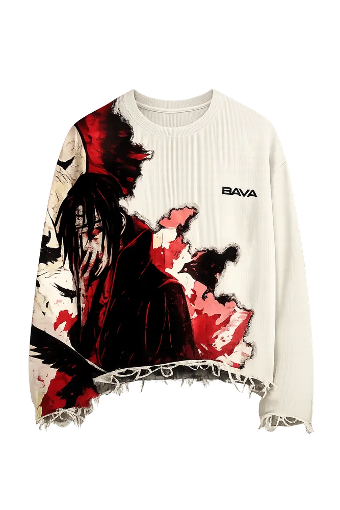 Itachi Uchiha “Mind Split” Unisex Sweatshirt Offwhite | Black