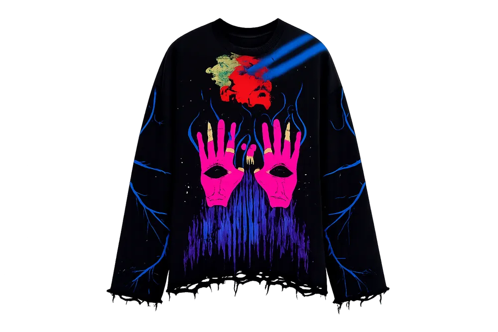 PSYCHEDELLIC TRIP BLACK SWEATSHIRT (BOXY FIT)