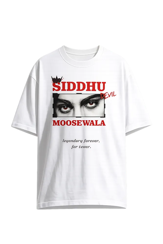SIDHU MOOSEWALA OVERSIZE UNISEX WHITE TSHIRT