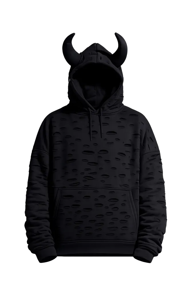 Santa Muerte Black Oversize Cotton Hoodie (LIMITED PIECES)