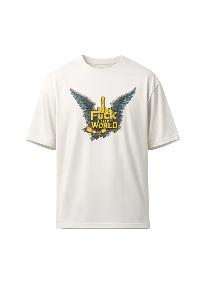 Fuck Society Oversized Offwhite Unisex T-shirt
