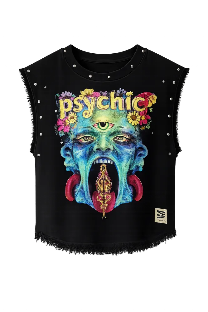 PSYCHIC UNISEX BLACK VEST (BOXYFIT)