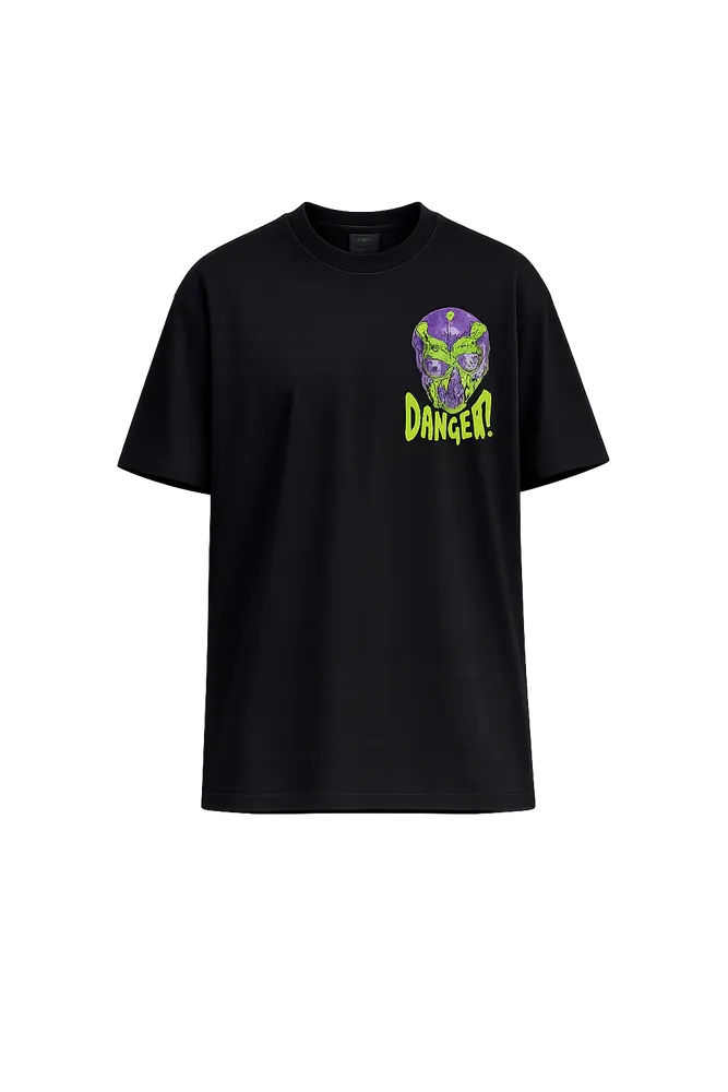 Caution Oversized Black Unisex T-shirt