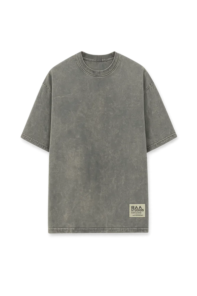 GREY ACID WASH OVERSIZED UNISEX T-SHIRT