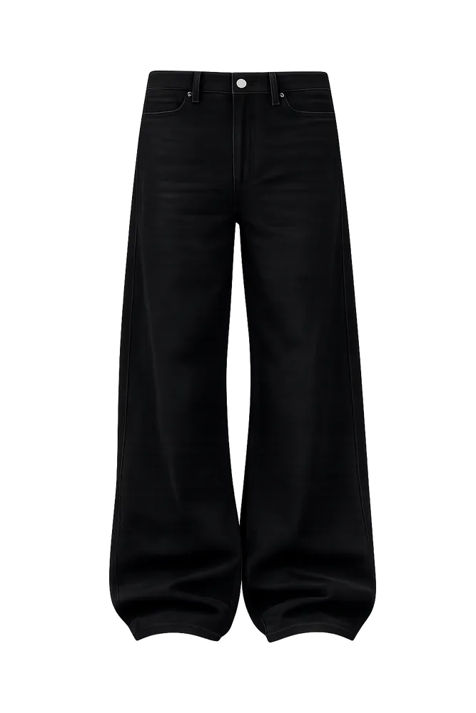 Black Baggy Wide-Leg Jeans