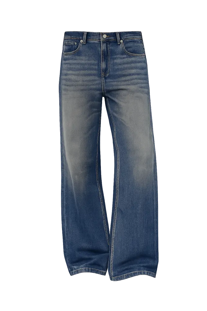 Washed Blue Vintage Wide-Leg Jeans