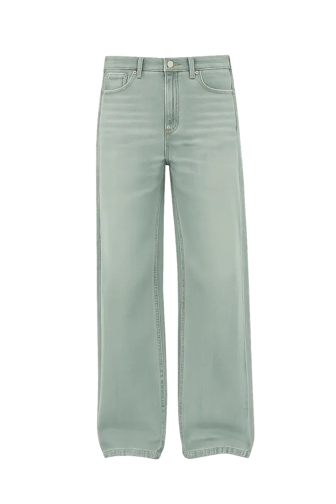 Sage Green Wide-Leg Jeans