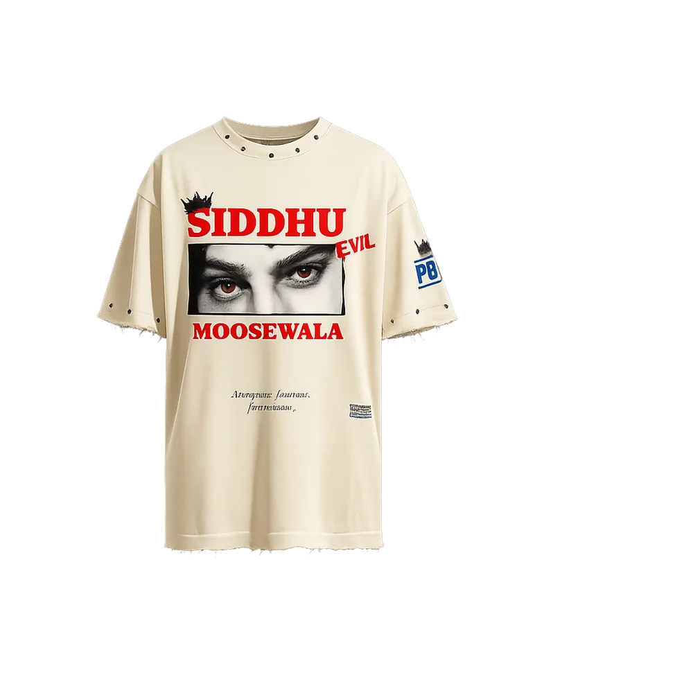 SIDHU MOOSEWALA OVERSIZE UNISEX  OFF WHITE TSHIRT ( BOXY FIT)